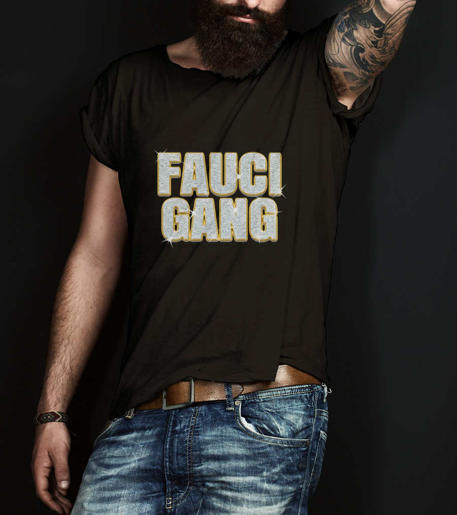 FAUCI GANG Sparkling Silver Text T-Shirt