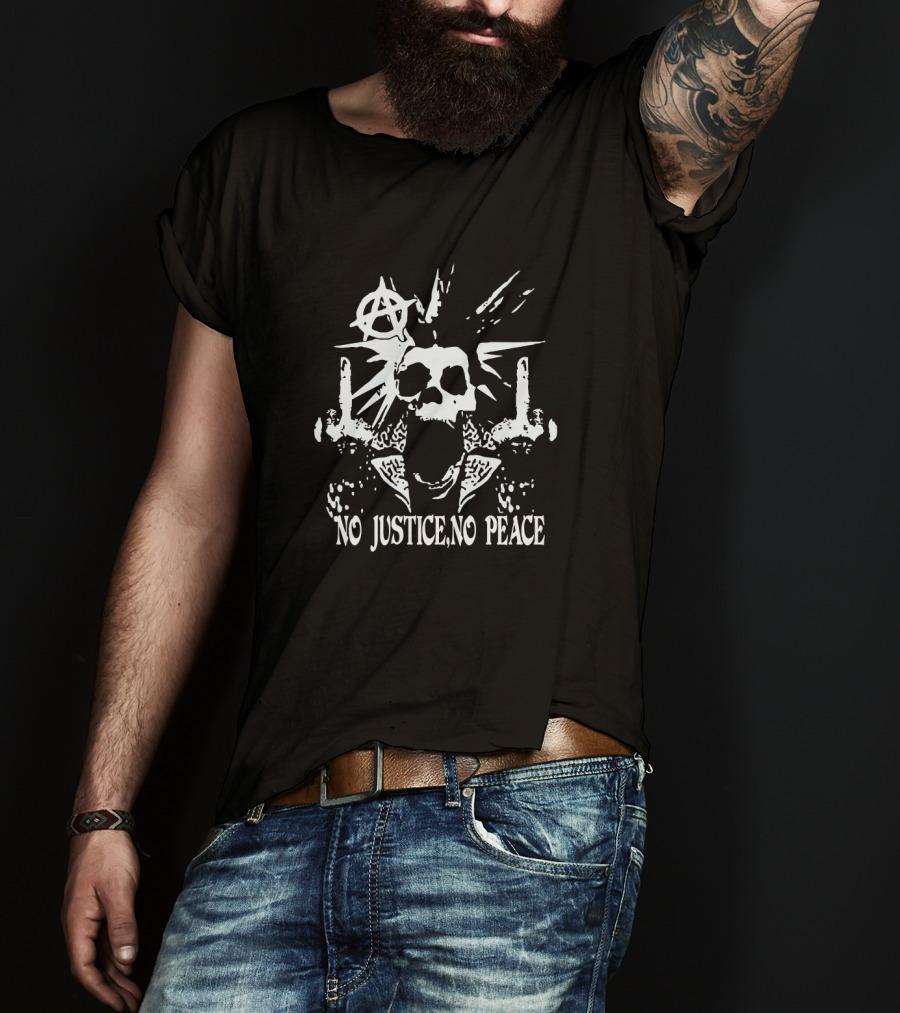 No Justice No Peace Anarchy Skull Punk T-Shirt