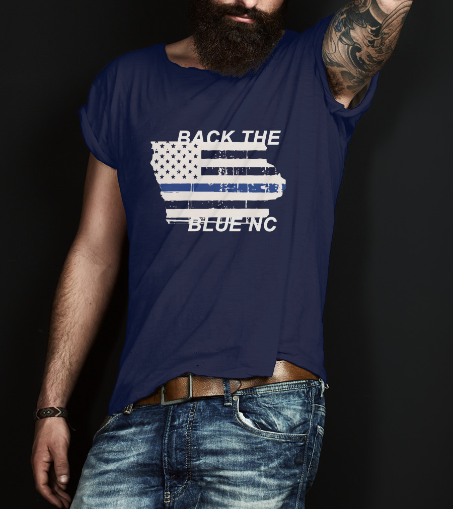 BACK THE BLUE NC American Flag T-Shirt