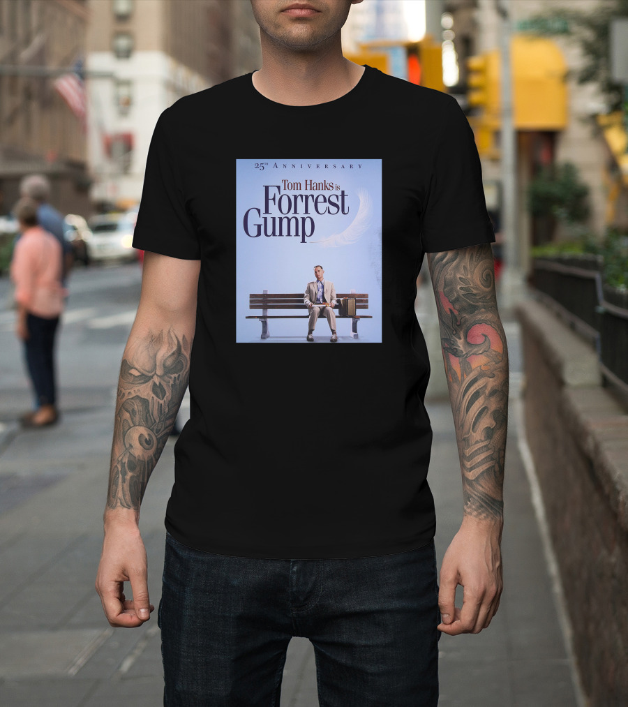 25th Anniversary Tom Hanks is Forrest Gump Feather Bench T-Shirt