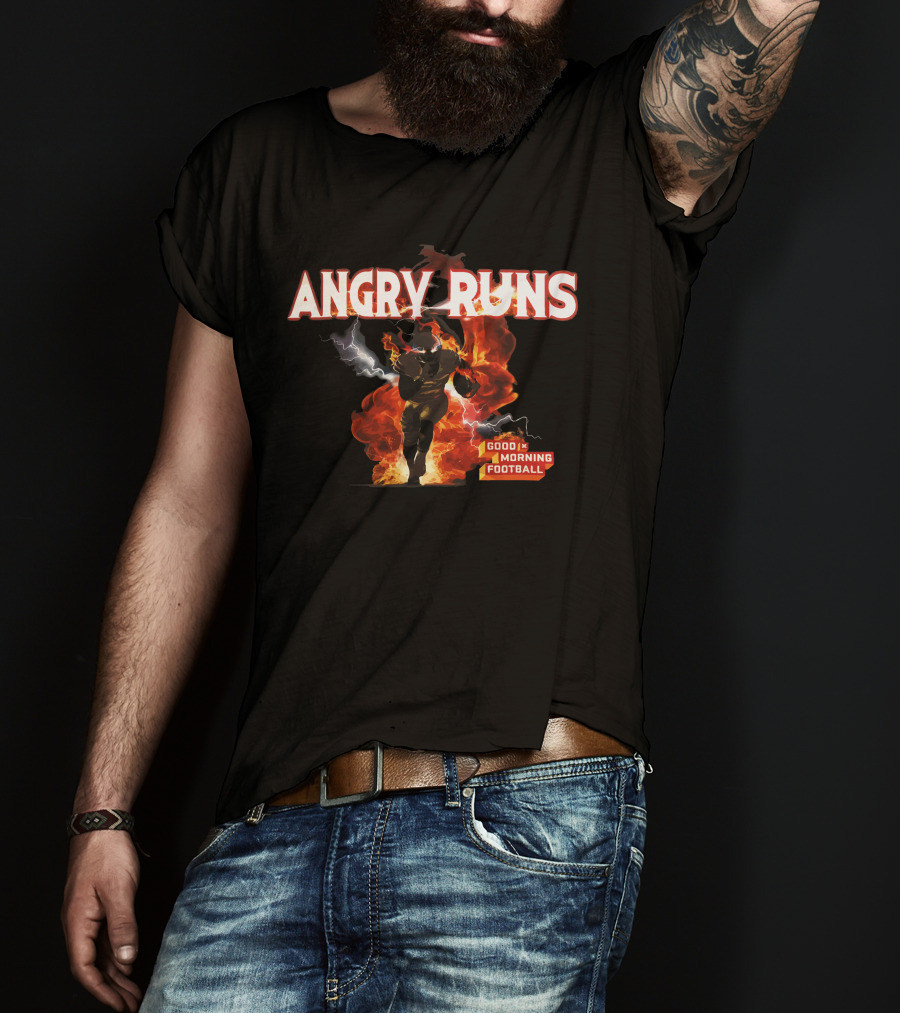 Angry Runs Good Morning Football Fire And Lightning Charge T-Shirt