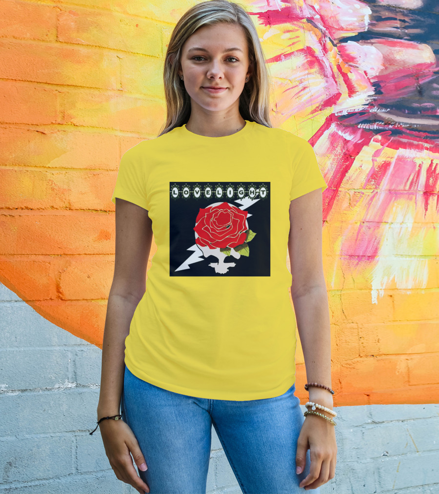 Lovelight Rose Skull With Lightning Bolt T-Shirt