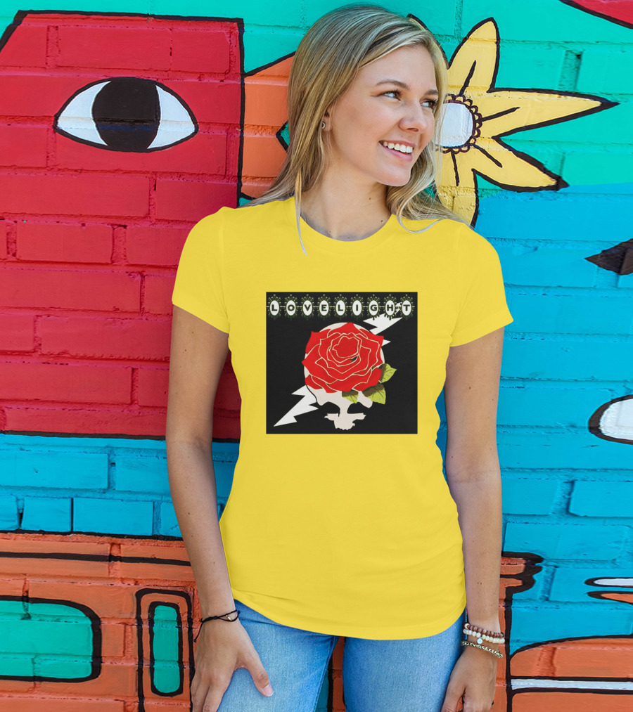 Lovelight Rose Skull With Lightning Bolt T-Shirt