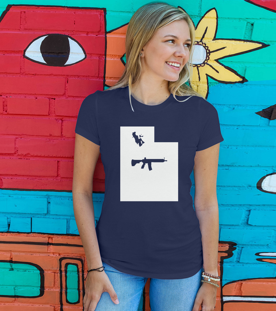 Keep Utah Tactical AR-15 Rifle And Skier In State T-Shirt