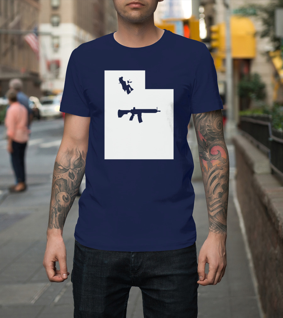 Keep Utah Tactical AR-15 Rifle and Skier in State T-Shirt