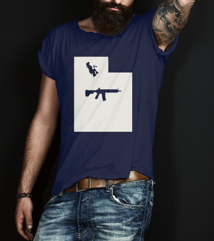 Keep Utah Tactical AR-15 Rifle And Skier In State T-Shirt