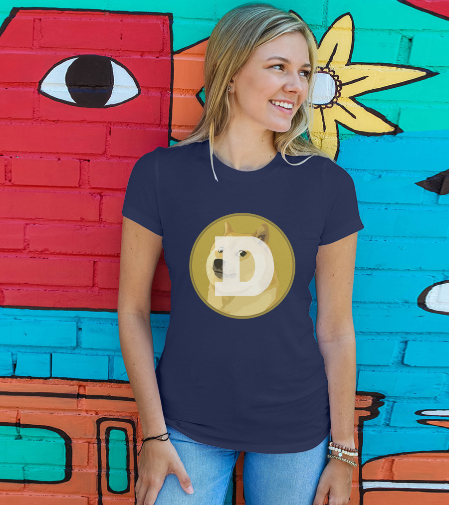Dogecoin Dog Meme Cryptocurrency Icon D Letter T-Shirt