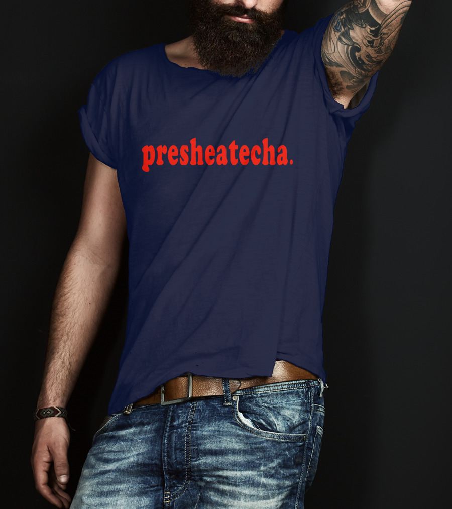 Presheatecha Thank You In Red Text On Dark Blue Background T-Shirt