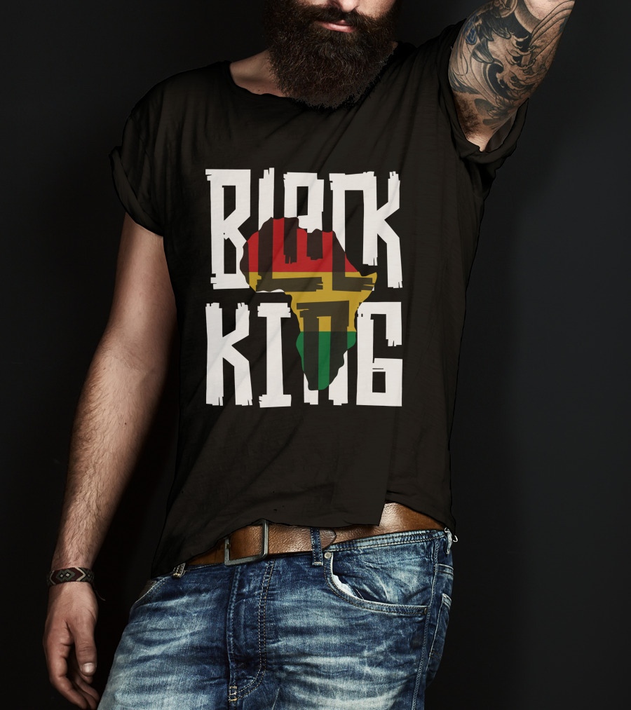 Black King Africa Map Red Yellow Green T-Shirt