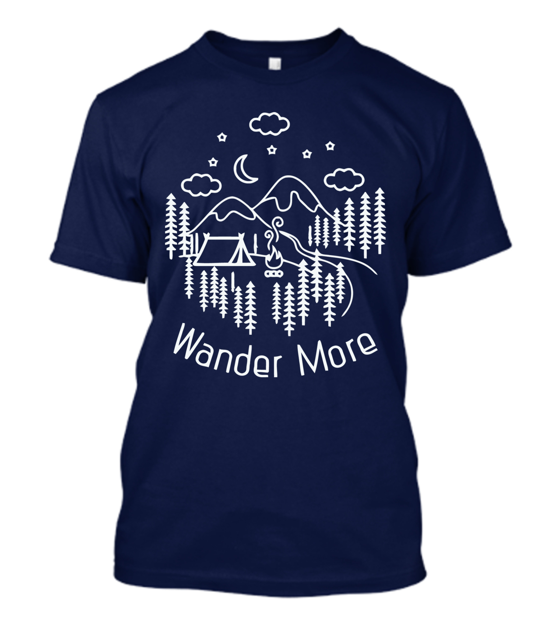 Wander More Camping Hiking Mountain Adventure Night Sky T-Shirt