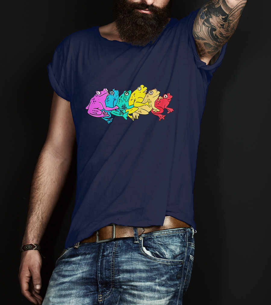 Rainbow Gay Frog Pride Colors Vibrant Frogs T-Shirt