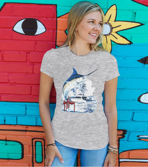 Guy Harvey Marlin Fishing Boat Ocean Adventure T-Shirt