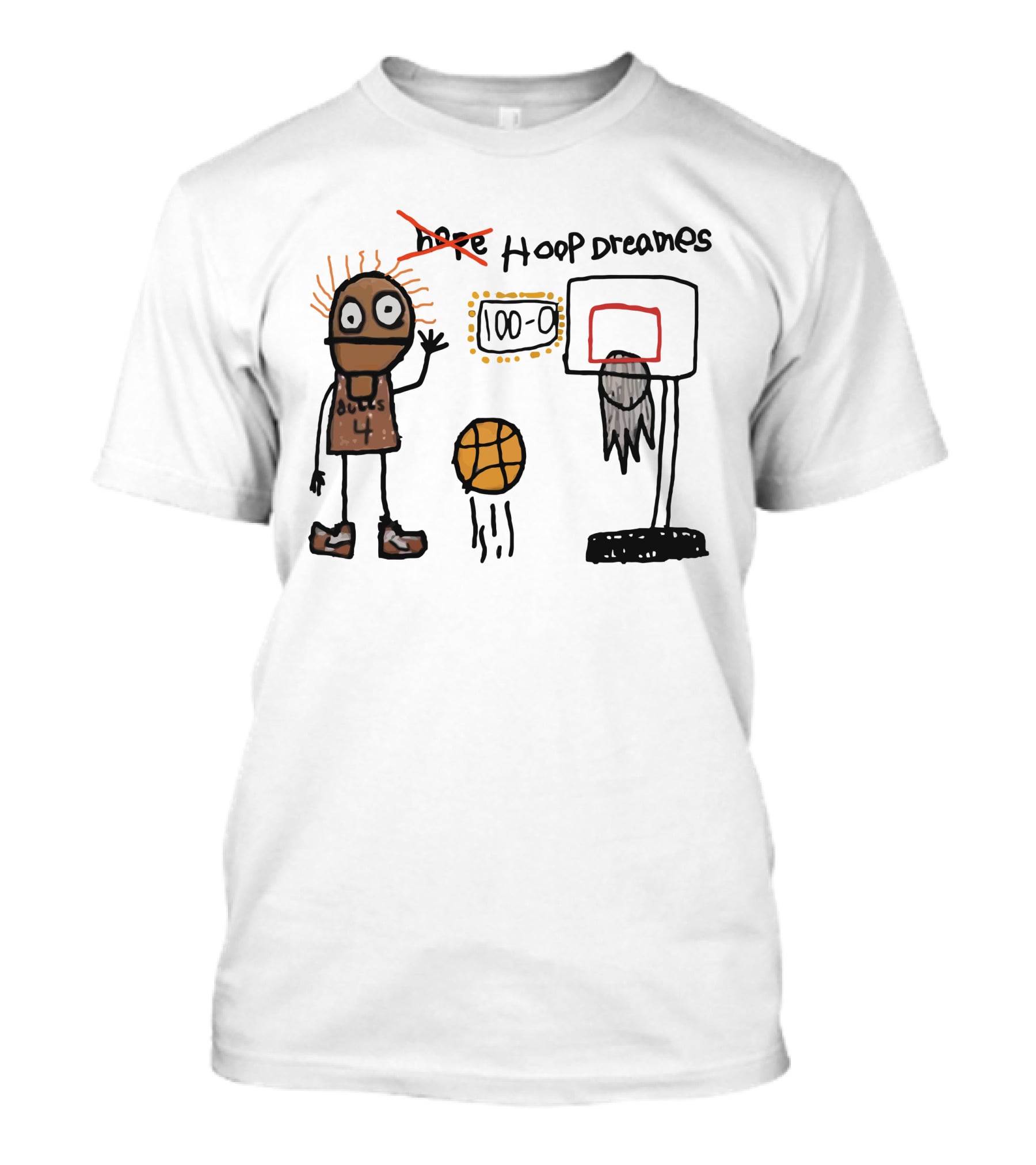 Hoop Dreams Chibi Basketball Bulls 4 Score 100-0 T-Shirt