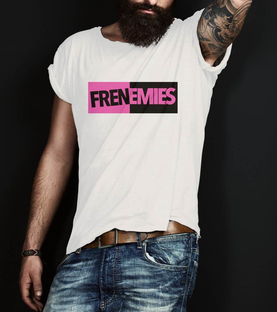 Frenemies Bold Pink Black Split Merch Shop T-Shirt