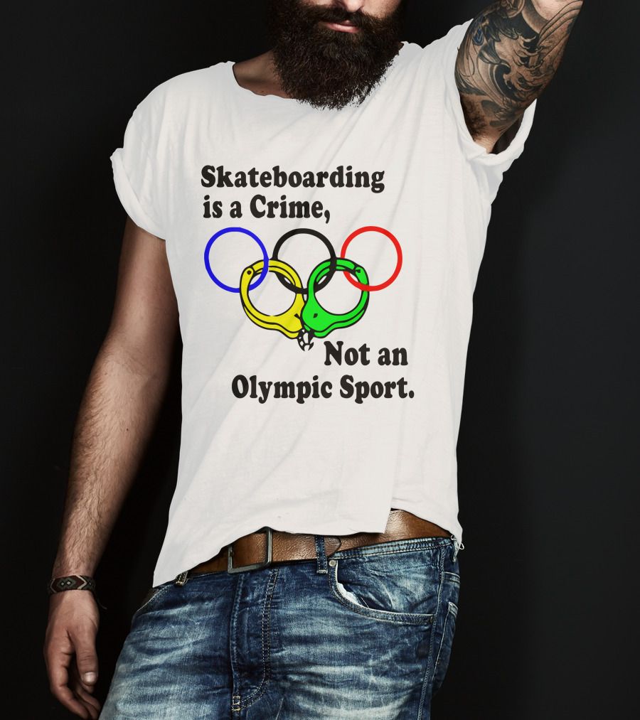 Skateboarding Is A Crime Not An Olympic Sport Handcuff Rings T-Shirt