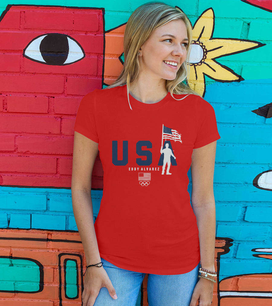 USA Eddy Alvarez Olympic Flag Bearer T-Shirt