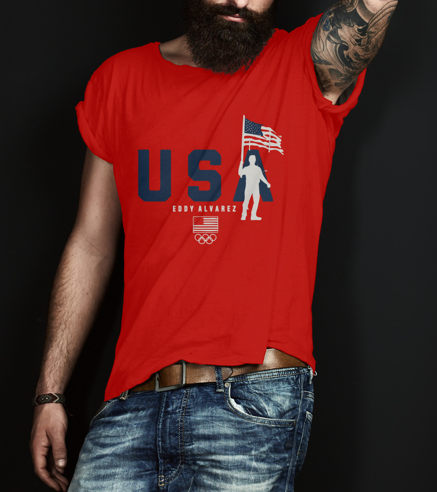 USA Eddy Alvarez Olympic Flag Bearer T-Shirt