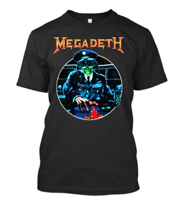 Megadeth Vic Rattlehead Pushes Button Retro T-Shirt