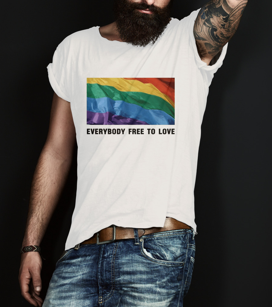 Everybody Free To Love Pride Rainbow Flag T-Shirt