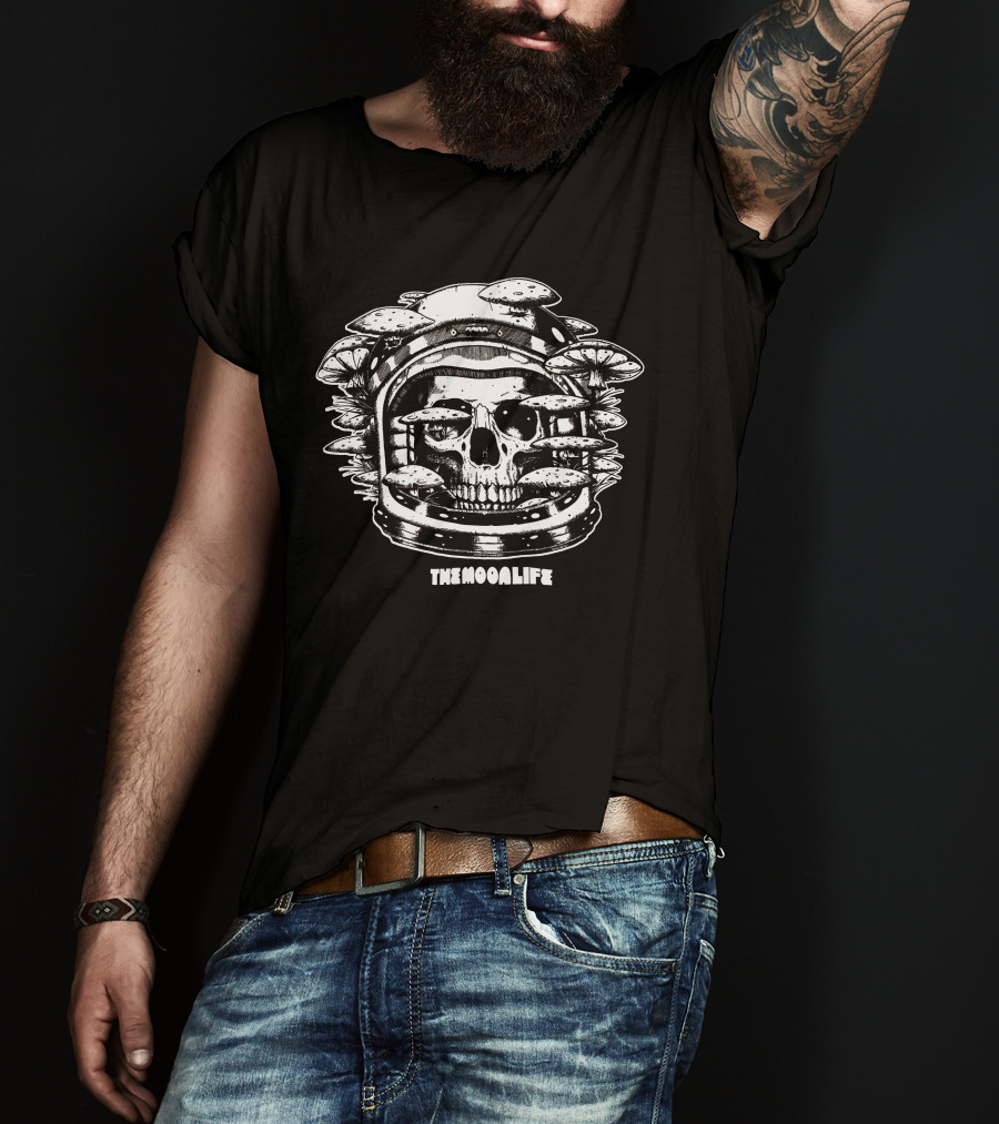 THEMOONLIFE Shrooms Of Doom Skull Astronaut T-Shirt