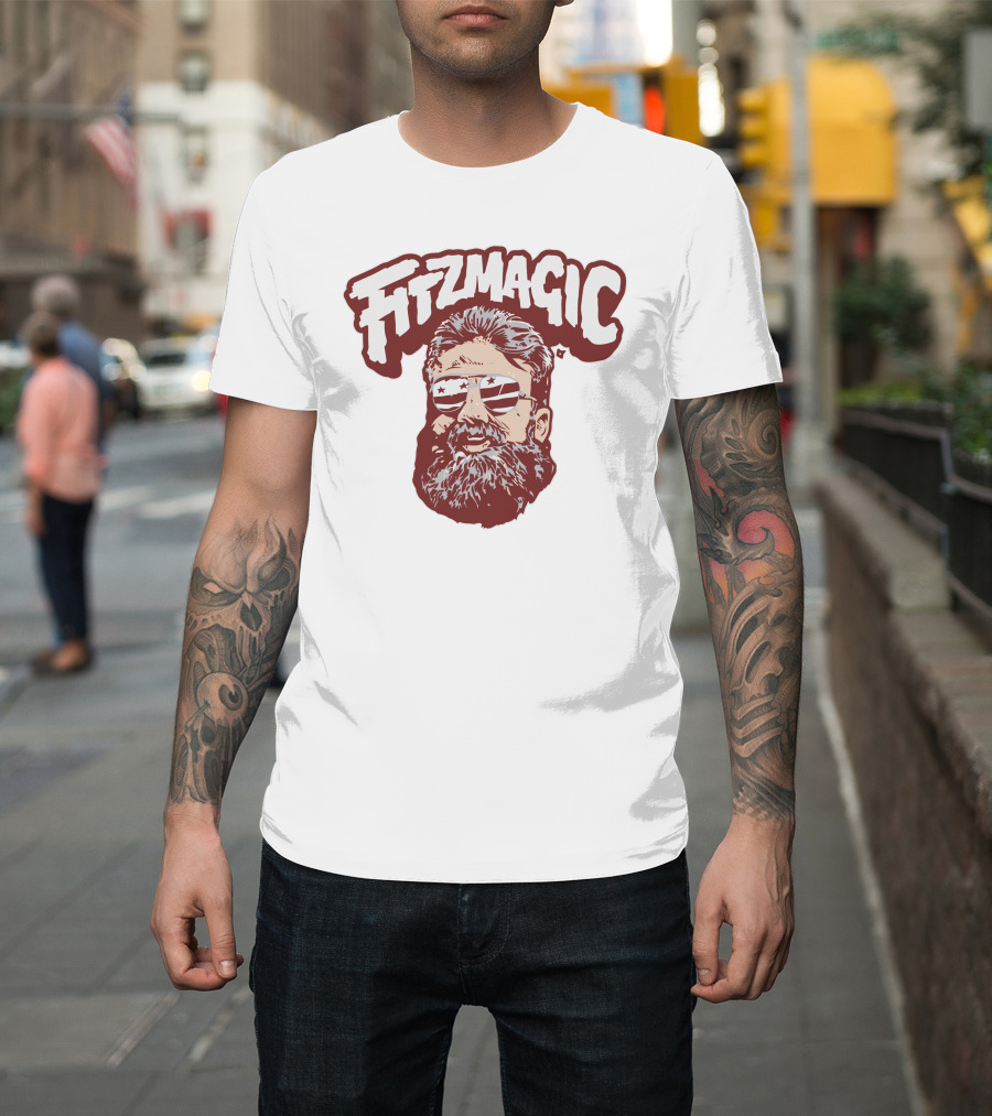 Fitzmagic Bearded Sunglasses Graphic Featuring Charles Leno T-Shirt