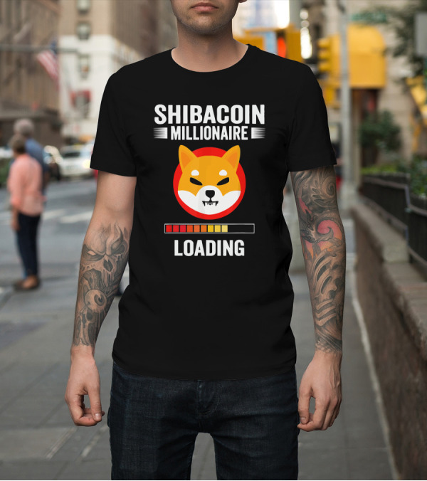 Shirt: SHIBACOIN MILLIONAIRE LOADING ICONIC DOGE FACE T-Shirt SHIBACOIN MILLIONAIRE LOADING ICONIC DOGE FACE T-Shirt