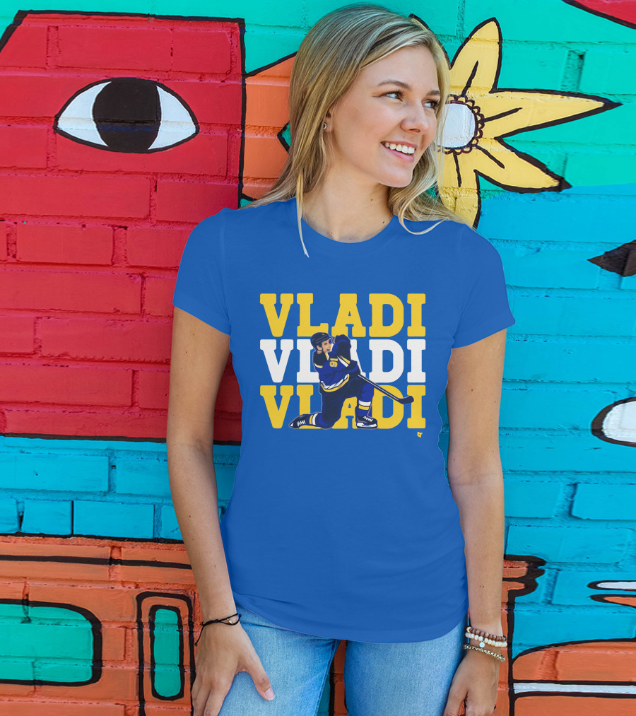 VLADI Chant Hockey Player In Blue And Yellow With Number 91 T-Shirt