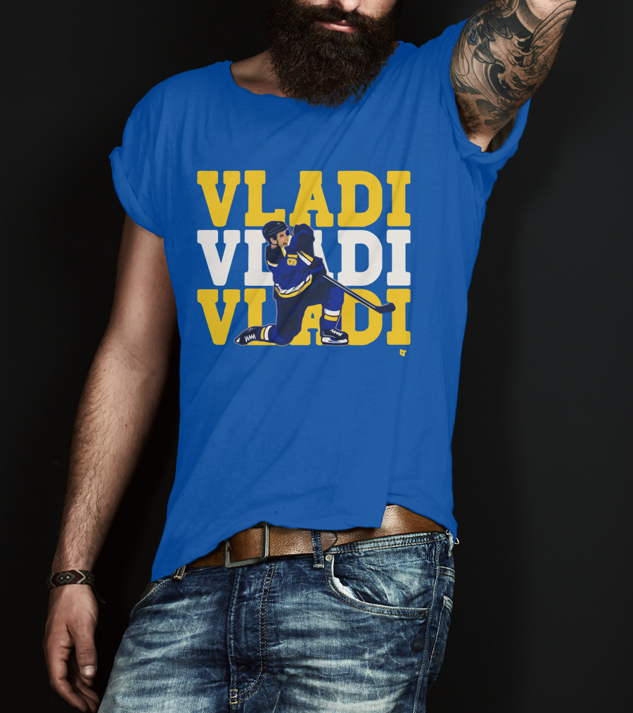VLADI Chant Hockey Player In Blue And Yellow With Number 91 T-Shirt