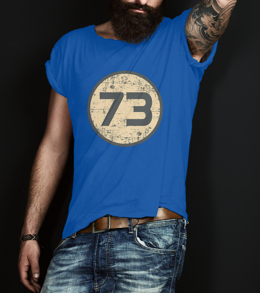 Big Bang Theory Sheldon Cooper 73 Vintage Distressed Blue Circle T-Shirt
