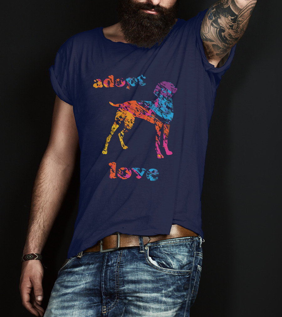 Adopt Love Rescue Dog Colorful T-Shirt