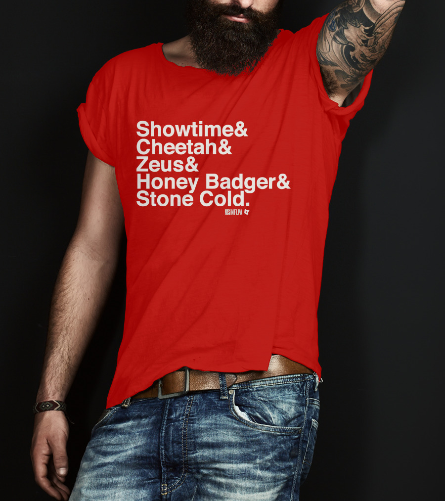 Showtime Cheetah Zeus Honey Badger Stone Cold NFLPA T-Shirt