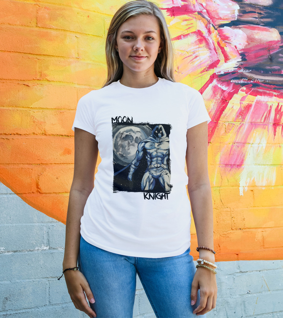 Moon Knight Marc Spector Hero With Full Moon Background T-Shirt