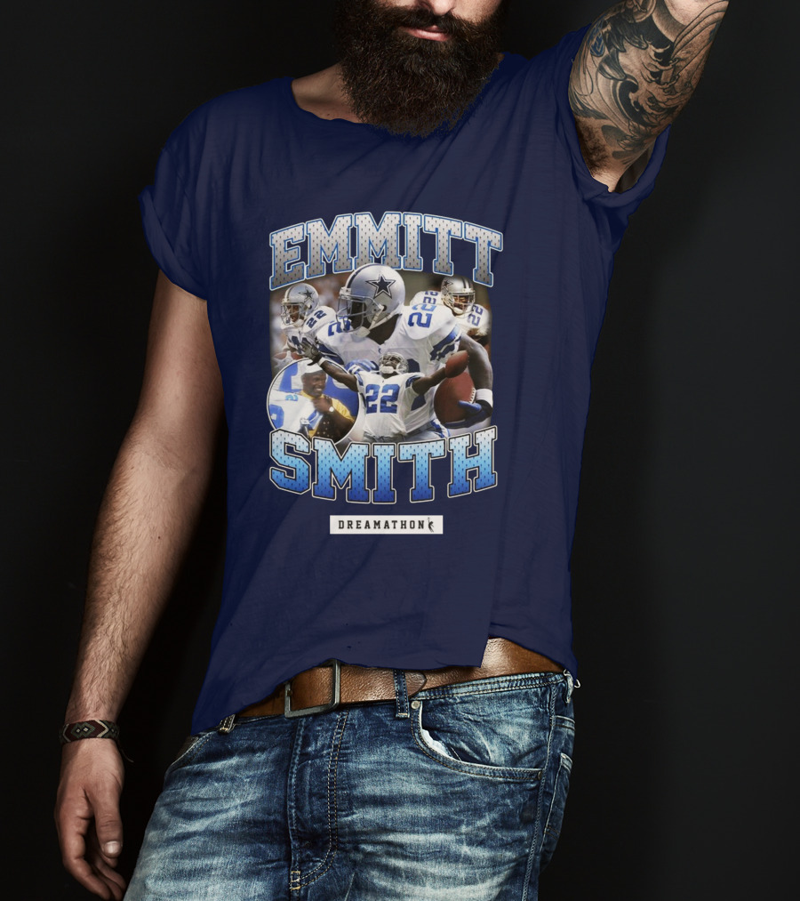 Emmitt Smith Dreamathon Dallas Cowboys Collage T-Shirt