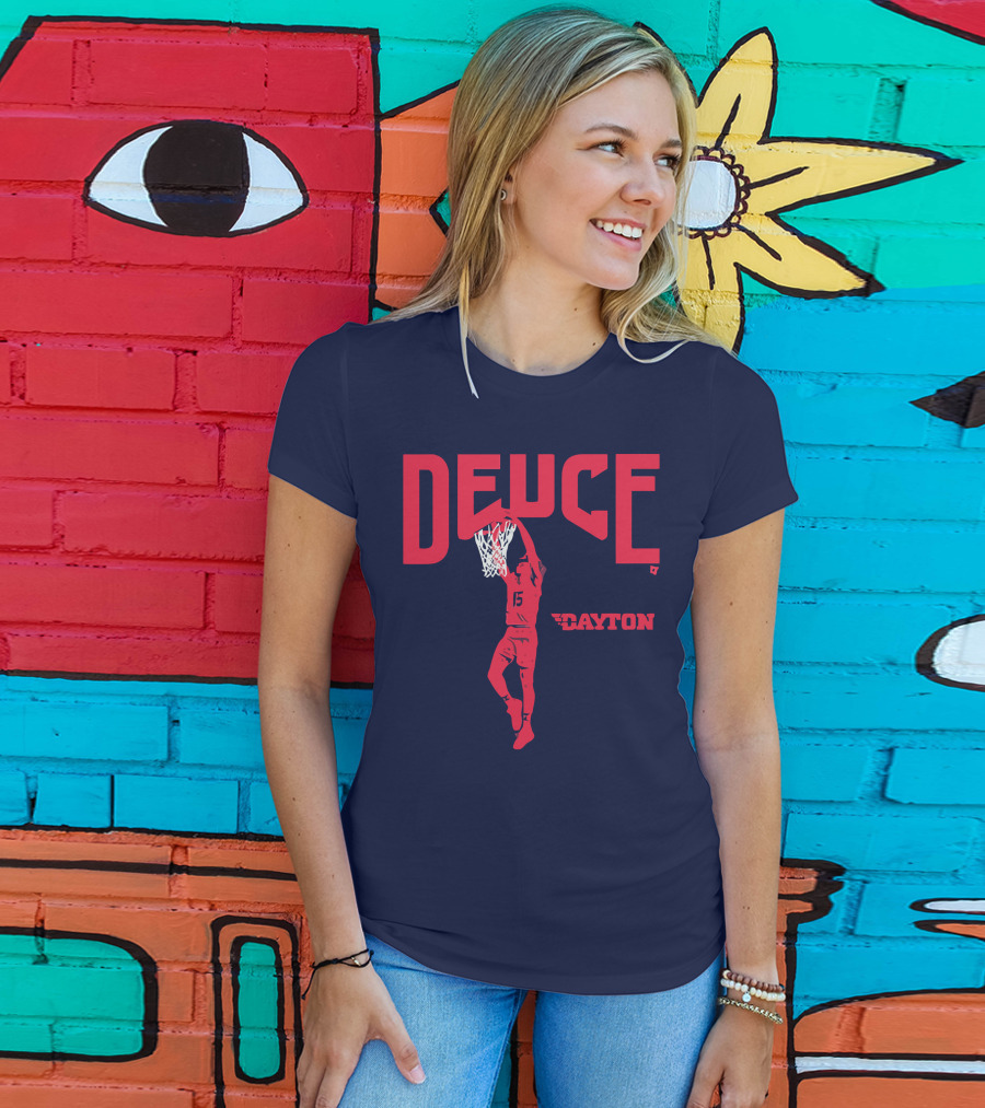 Dayton Basketball Deuce Daron Holmes II Dunking T-Shirt