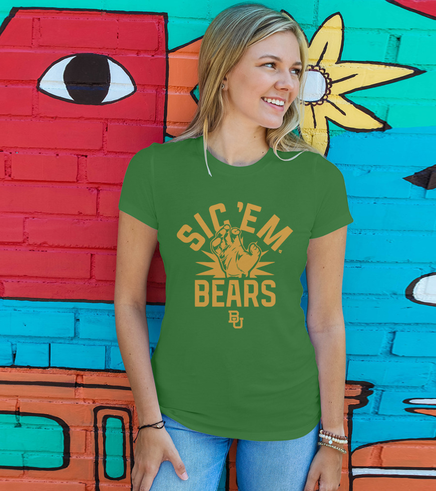Sic 'Em Bears BU Baylor Paw Green Gold T-Shirt