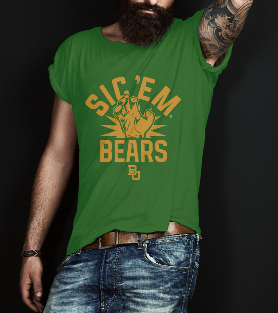 Sic 'Em Bears BU Baylor Paw Green Gold T-Shirt