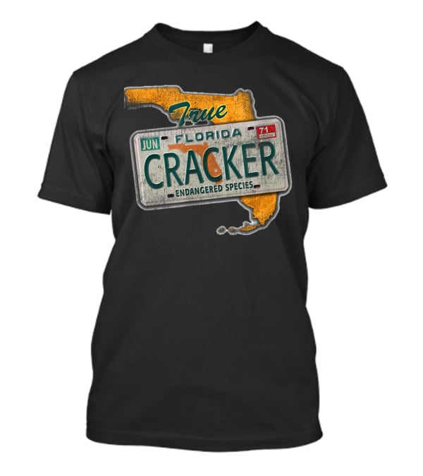 True Florida Cracker Endangered Species License Plate Map T-Shirt