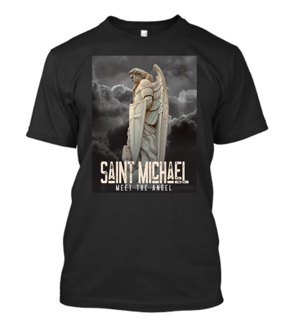 Saint Michael Meet The Angel Statue In Stormy Sky T-Shirt