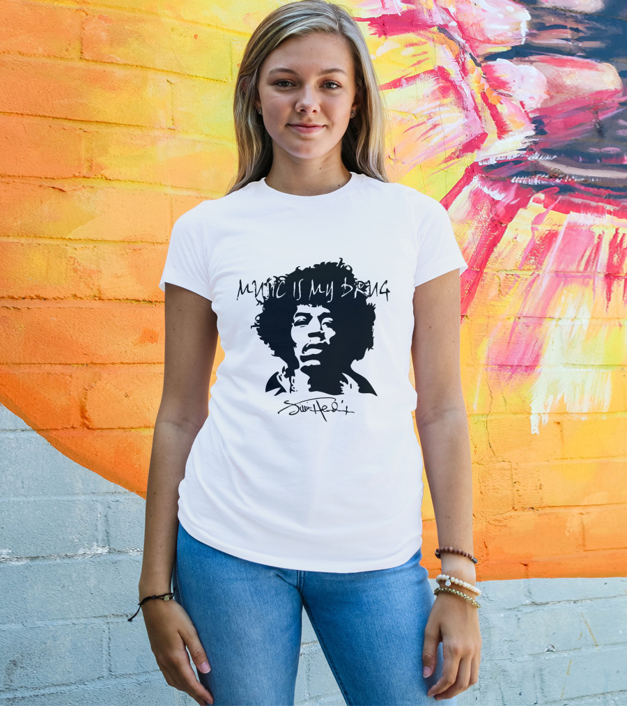 Jimi Hendrix Music Is My Drug Face T-Shirt