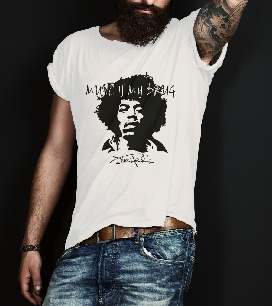 Jimi Hendrix Music Is My Drug Face T-Shirt