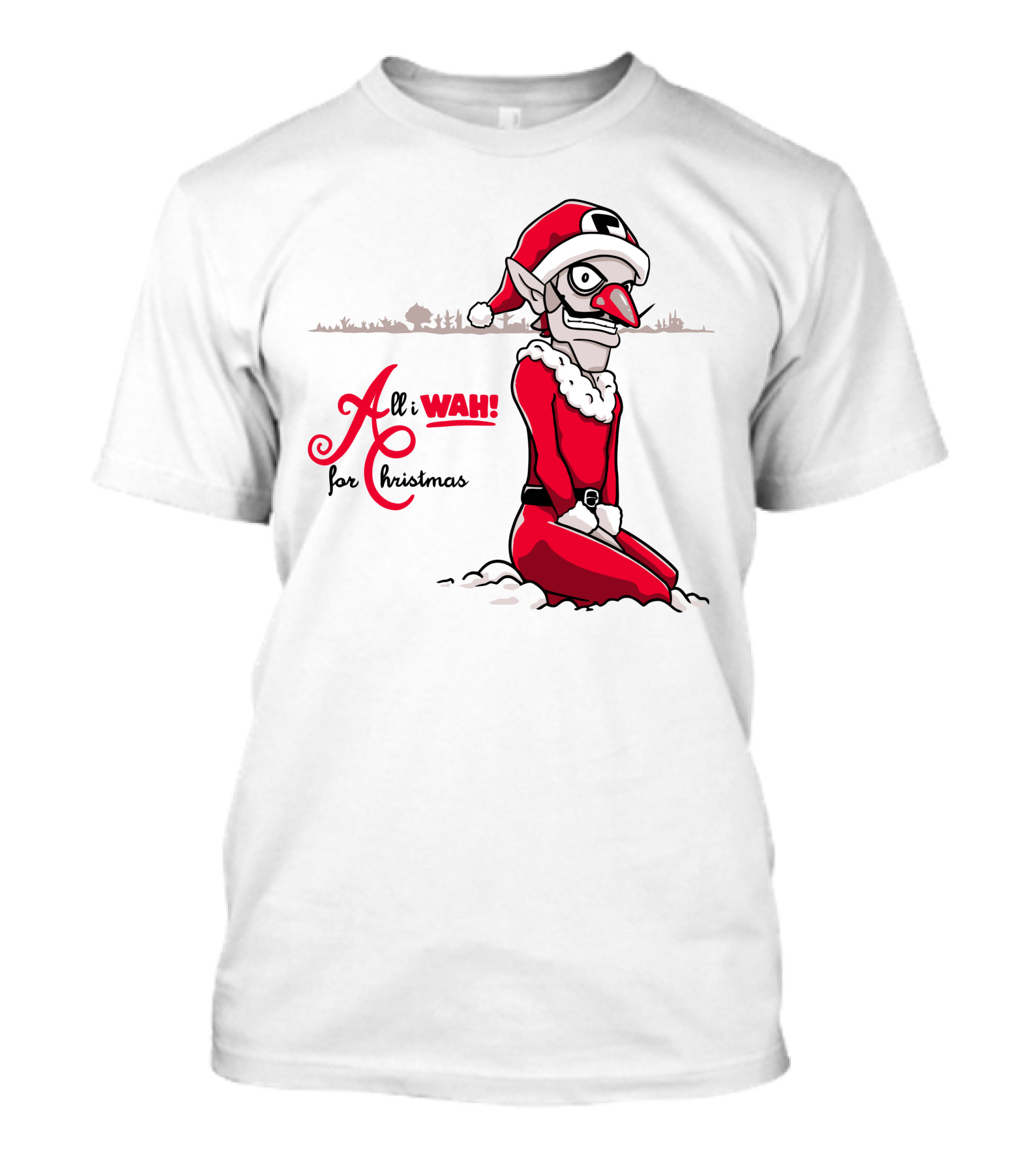 All I Wah For Christmas Silly Red Santa Suit Sitting T-Shirt