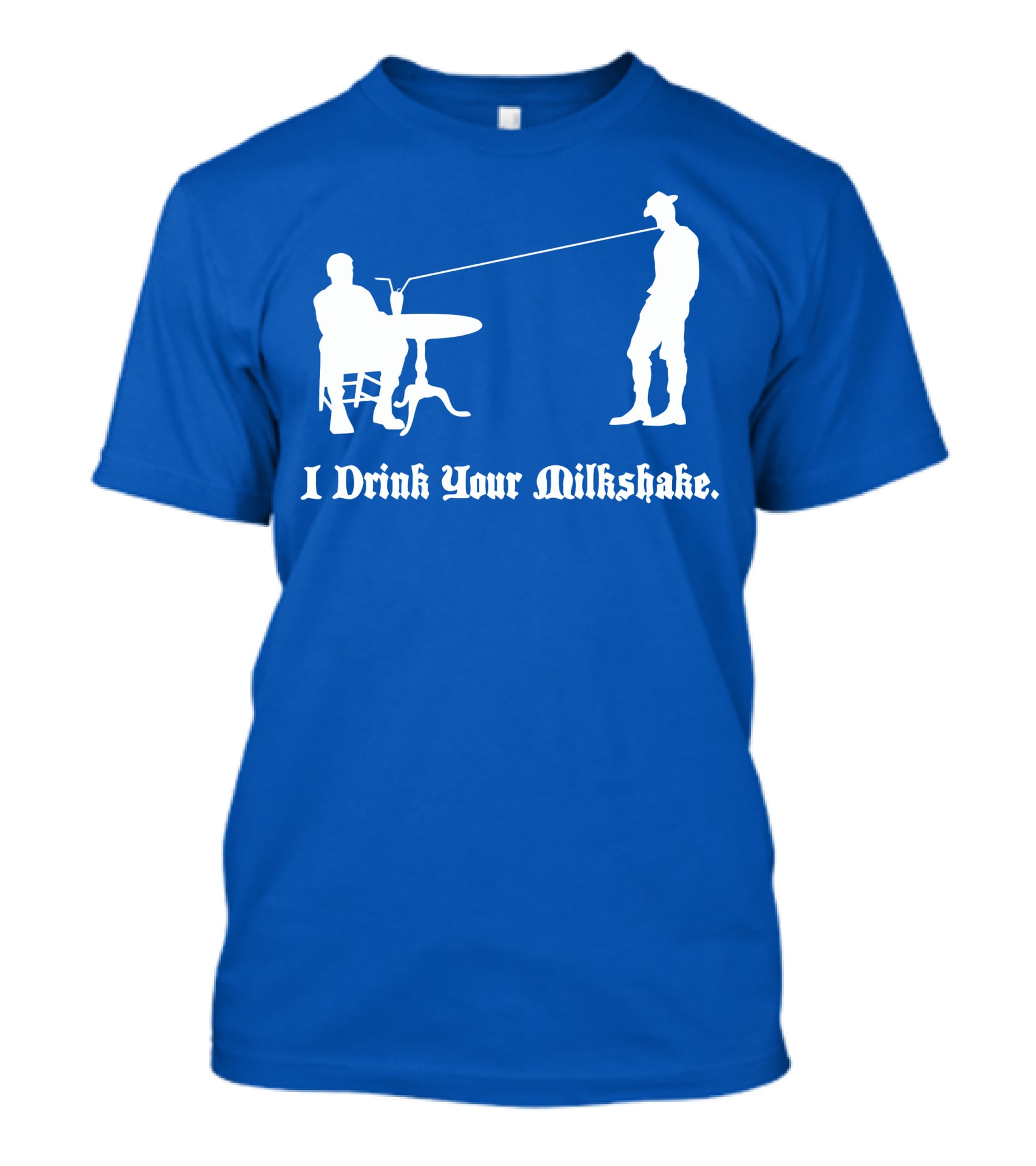 I Drink Your Milkshake Vintage Silhouette Blue T-Shirt