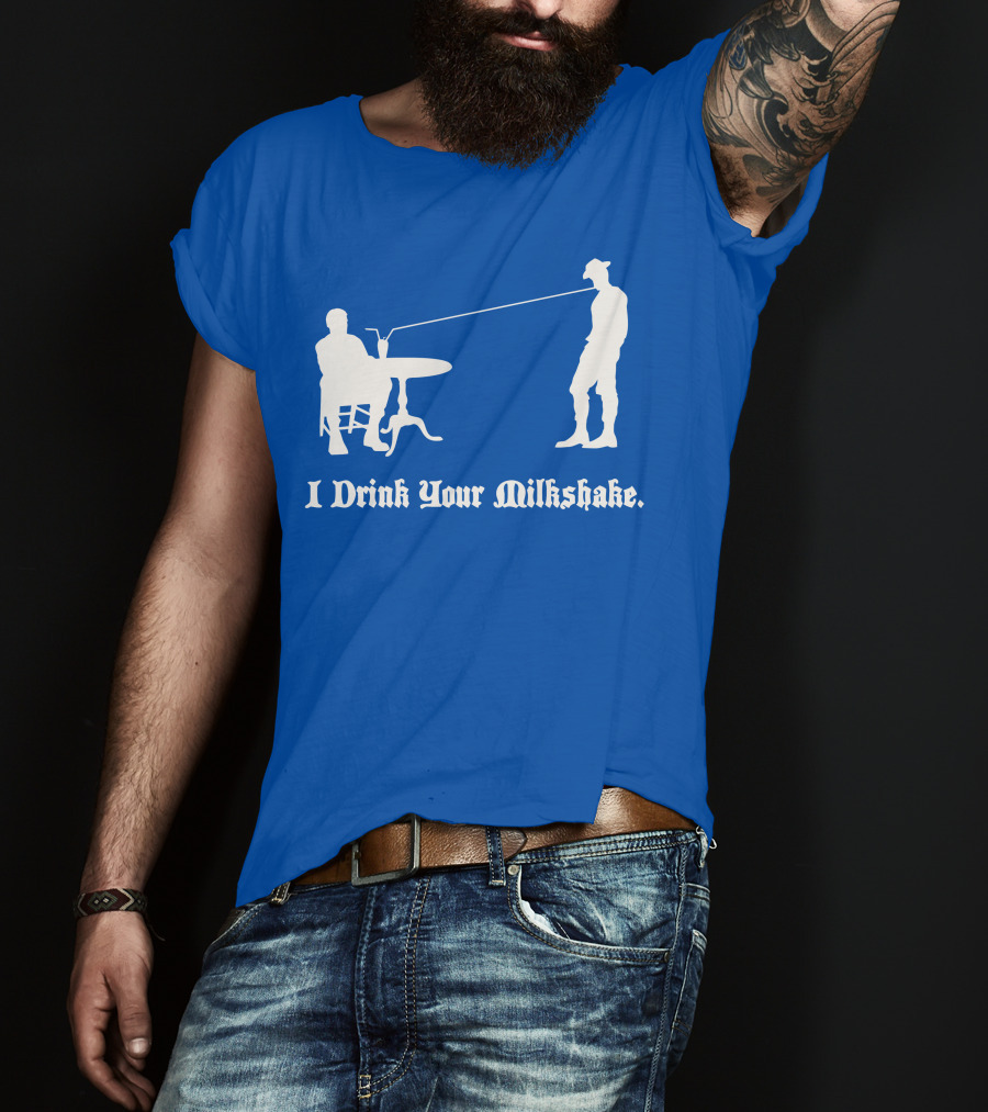 I Drink Your Milkshake Vintage Silhouette Blue T-Shirt
