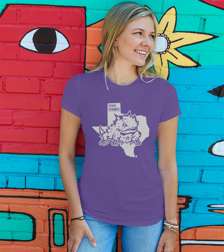 TCU State Champs Texas Horned Frog Outline T-Shirt