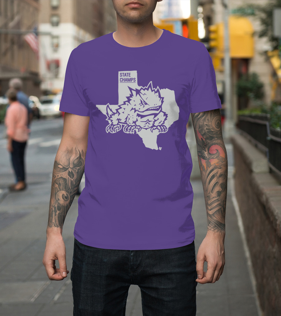 TCU State Champs Texas Horned Frog Outline T-Shirt
