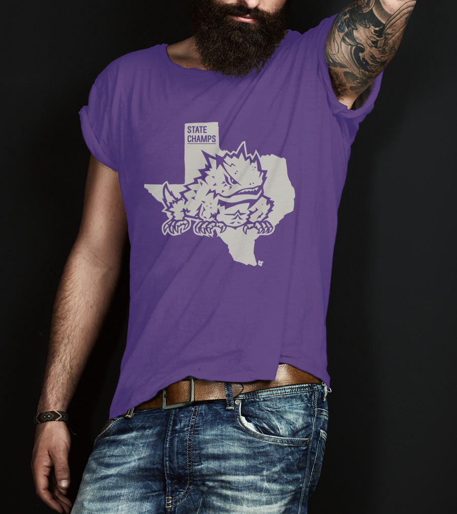 TCU State Champs Texas Horned Frog Outline T-Shirt