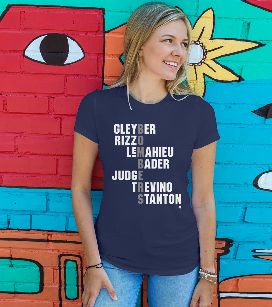 Yankees Bombers Player Names Gleyber Rizzo Judge LeMahieu Bader Trevino Stanton T-Shirt
