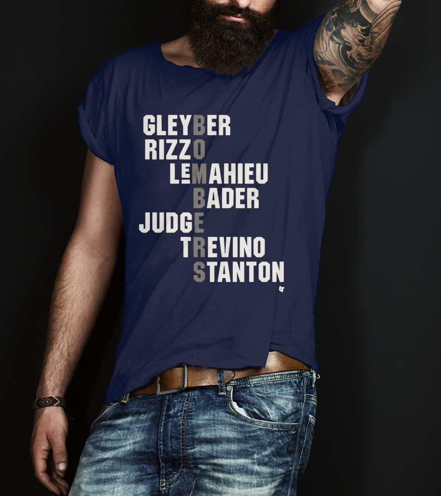 Yankees Bombers Player Names Gleyber Rizzo Judge LeMahieu Bader Trevino Stanton T-Shirt