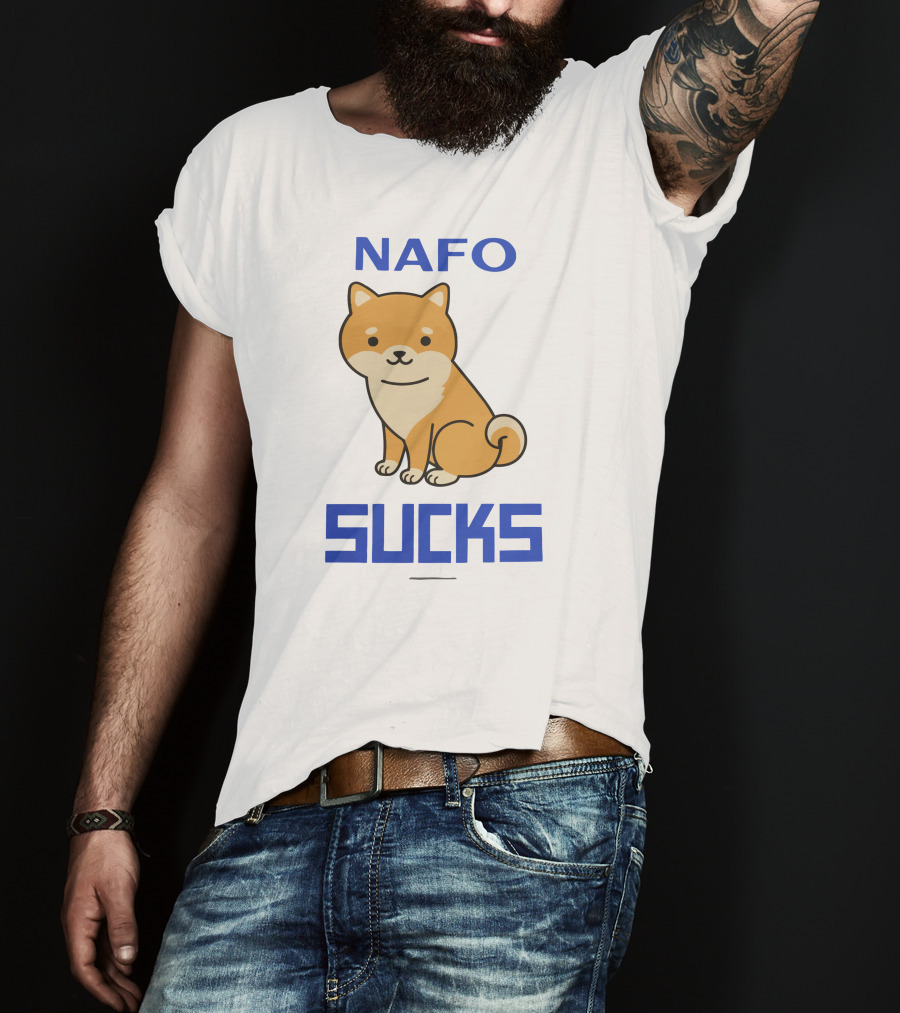 NAFO Sucks Cute Dog Cartoon T-Shirt