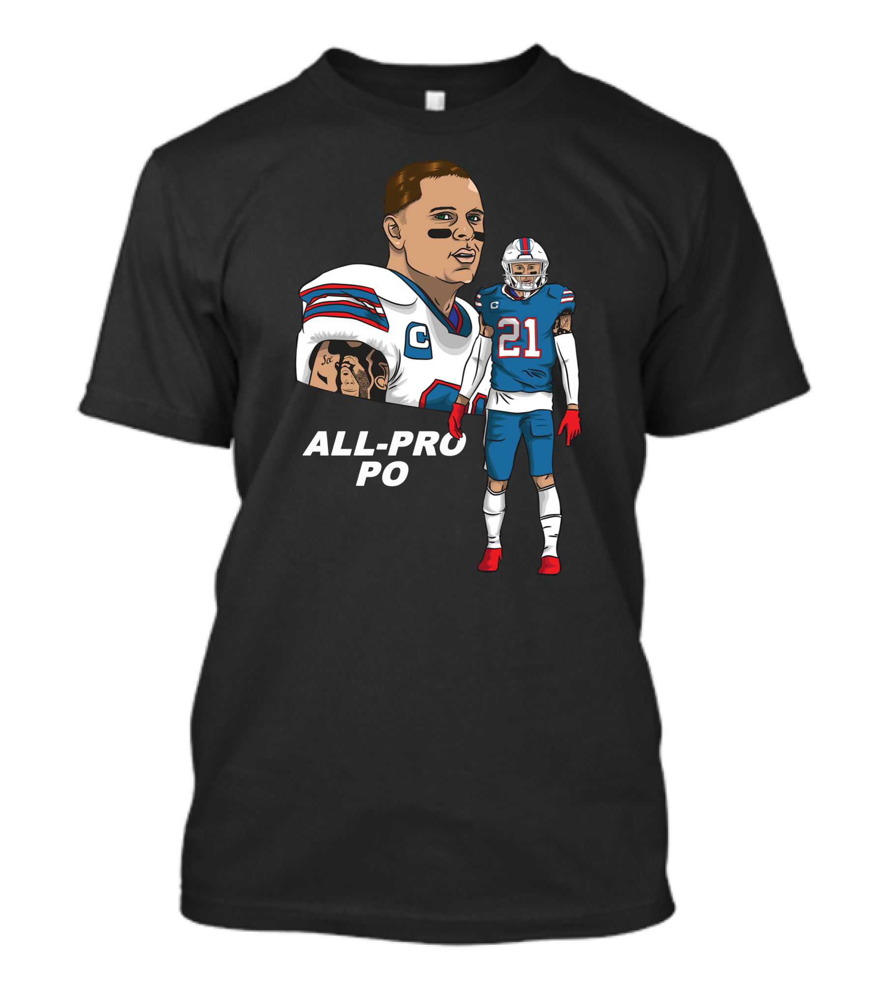 All Pro Po Football Player With Blue And Red Uniform T-Shirt
